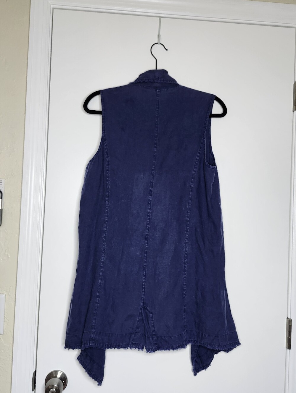 Tommy Bahama Linen Sleeveless Open Front Vest Small Blue Boho Coastal Lagenlook - Picture 5 of 8